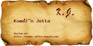 Komán Jetta névjegykártya